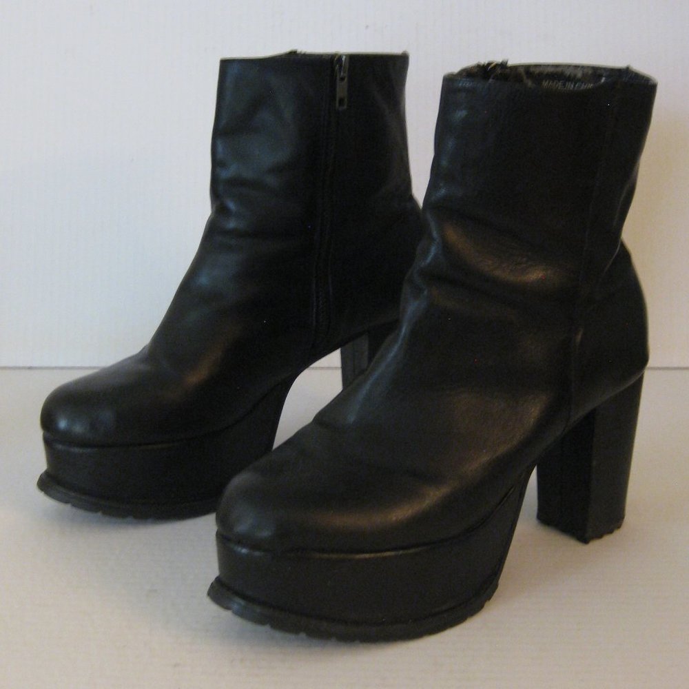 Y2K leather platform boot W10/M8/EU41
